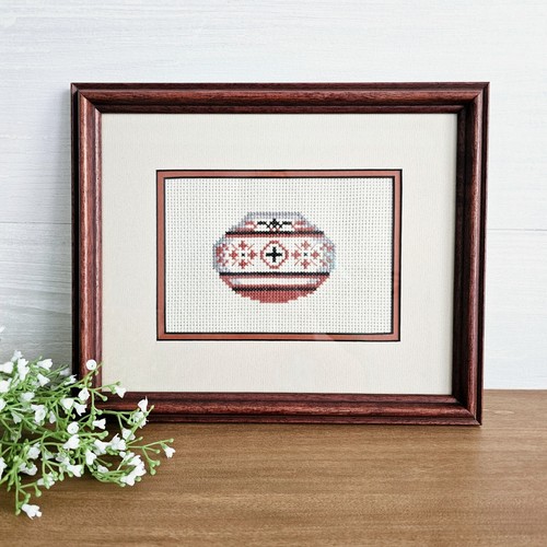 Wood framed needlepoint art - framed,